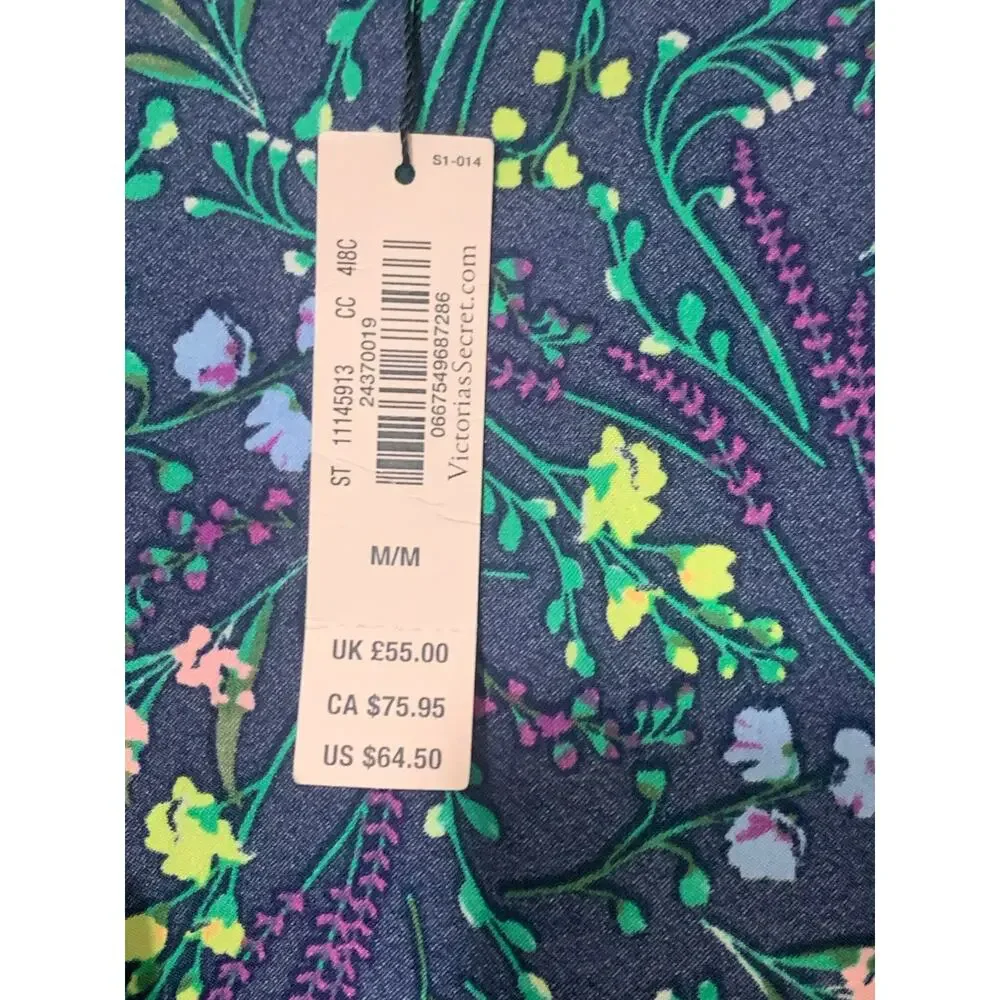 Victoria's Secret Satin Ditsy Floral Romper Shorts One Piece sz M NEW W‎ Tags